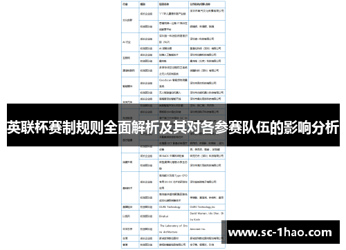 英联杯赛制规则全面解析及其对各参赛队伍的影响分析